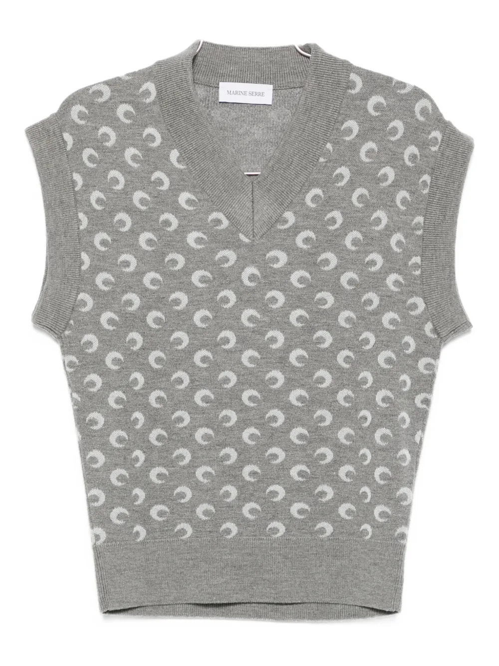 Marine Serre Moon-jacquard V-neck Vest In Gray