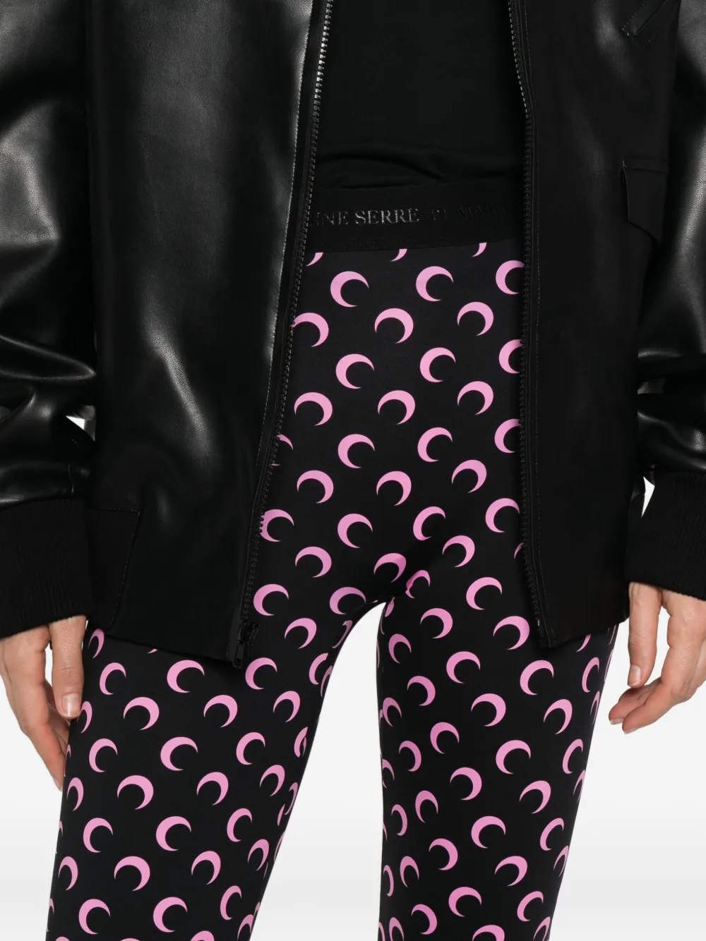 Marine Serre Capri shorts met Moon-print Zwart