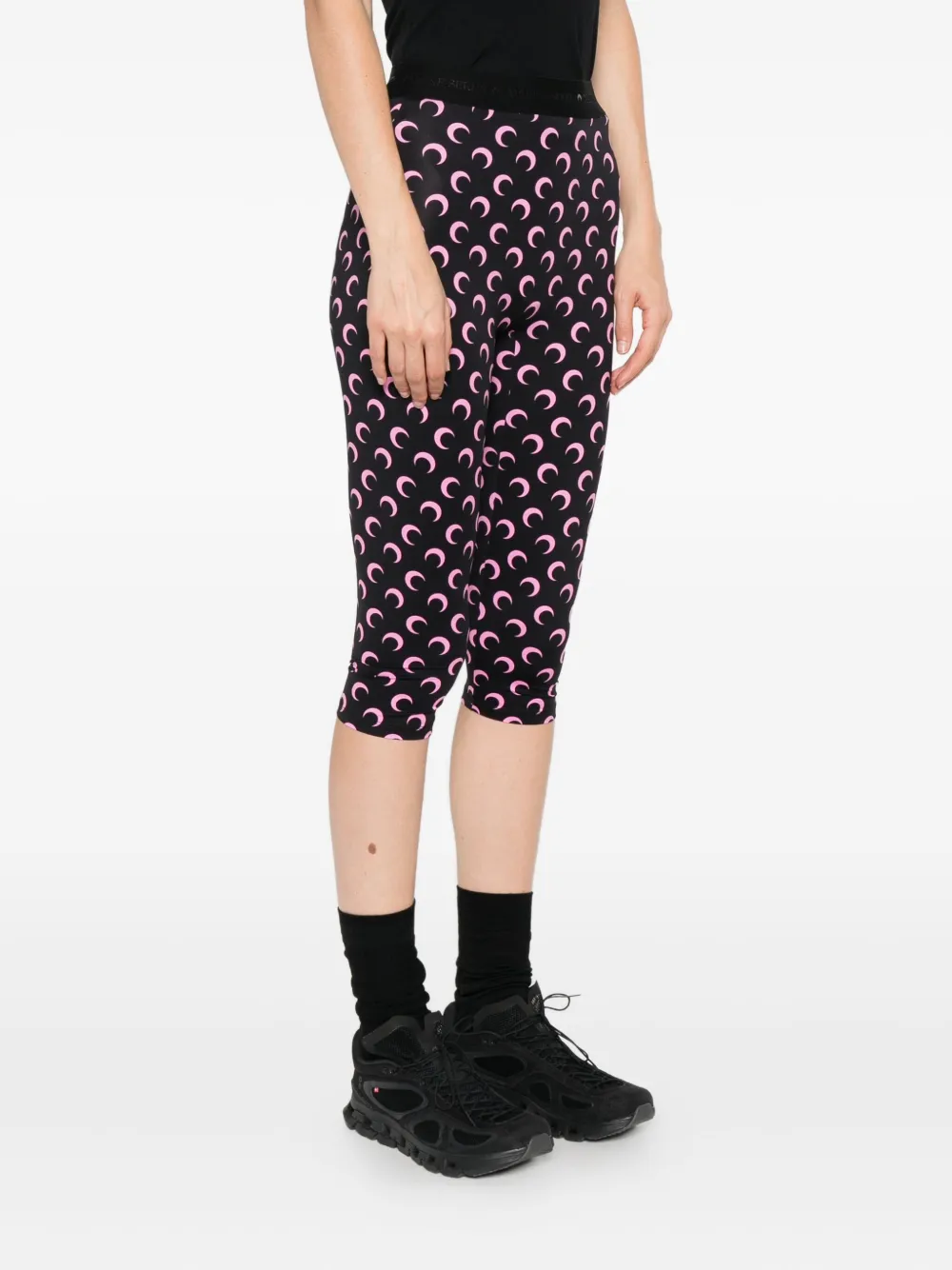 Marine Serre Capri shorts met Moon-print Zwart