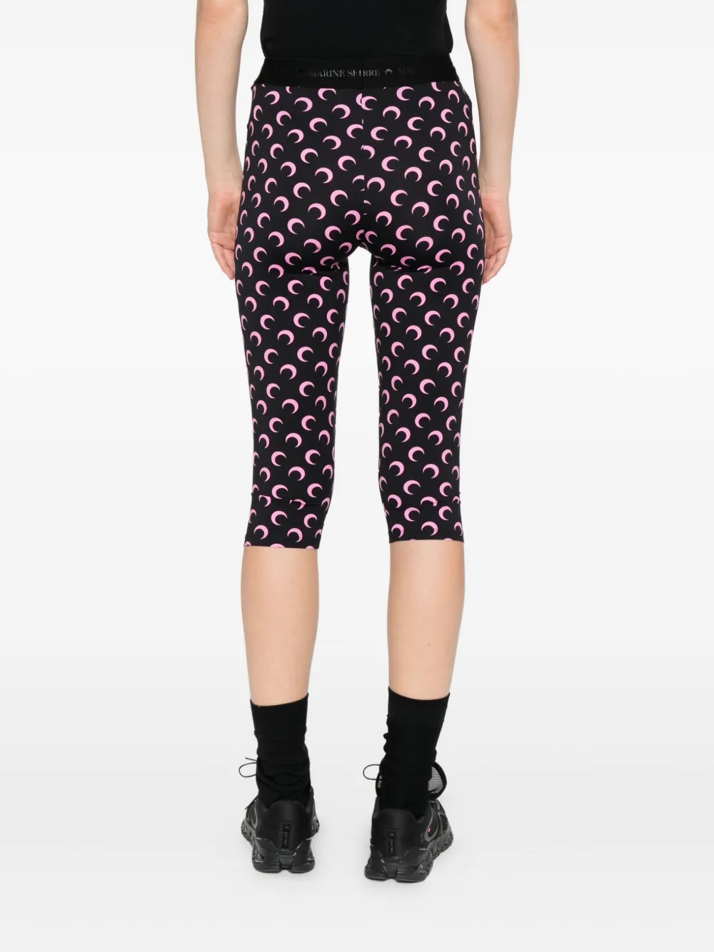 Marine Serre Capri shorts met Moon-print Zwart