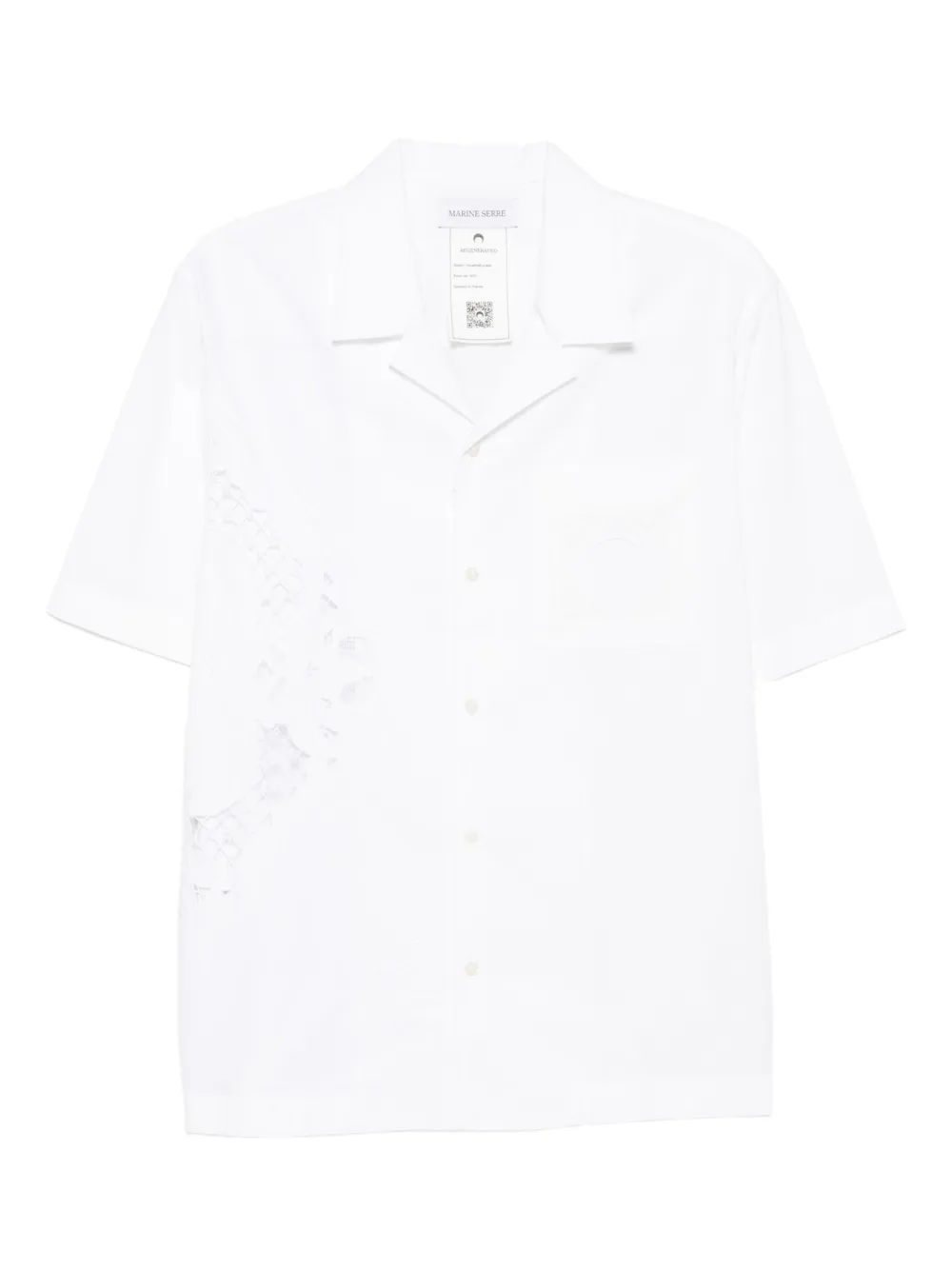Marine Serre Blouse met kanten vlakken en korte mouwen Wit