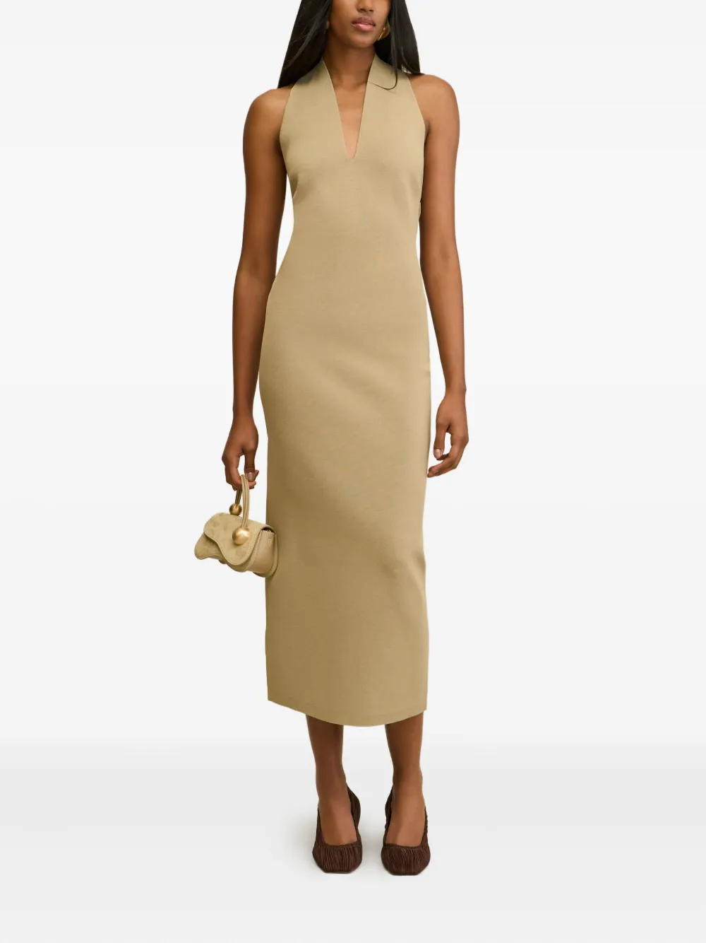 Cult Gaia Caia halterneck midi dress Beige