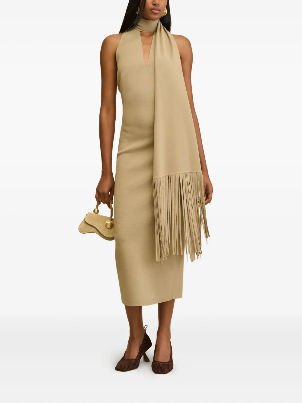 Cult Gaia Caia halterneck midi dress Beige