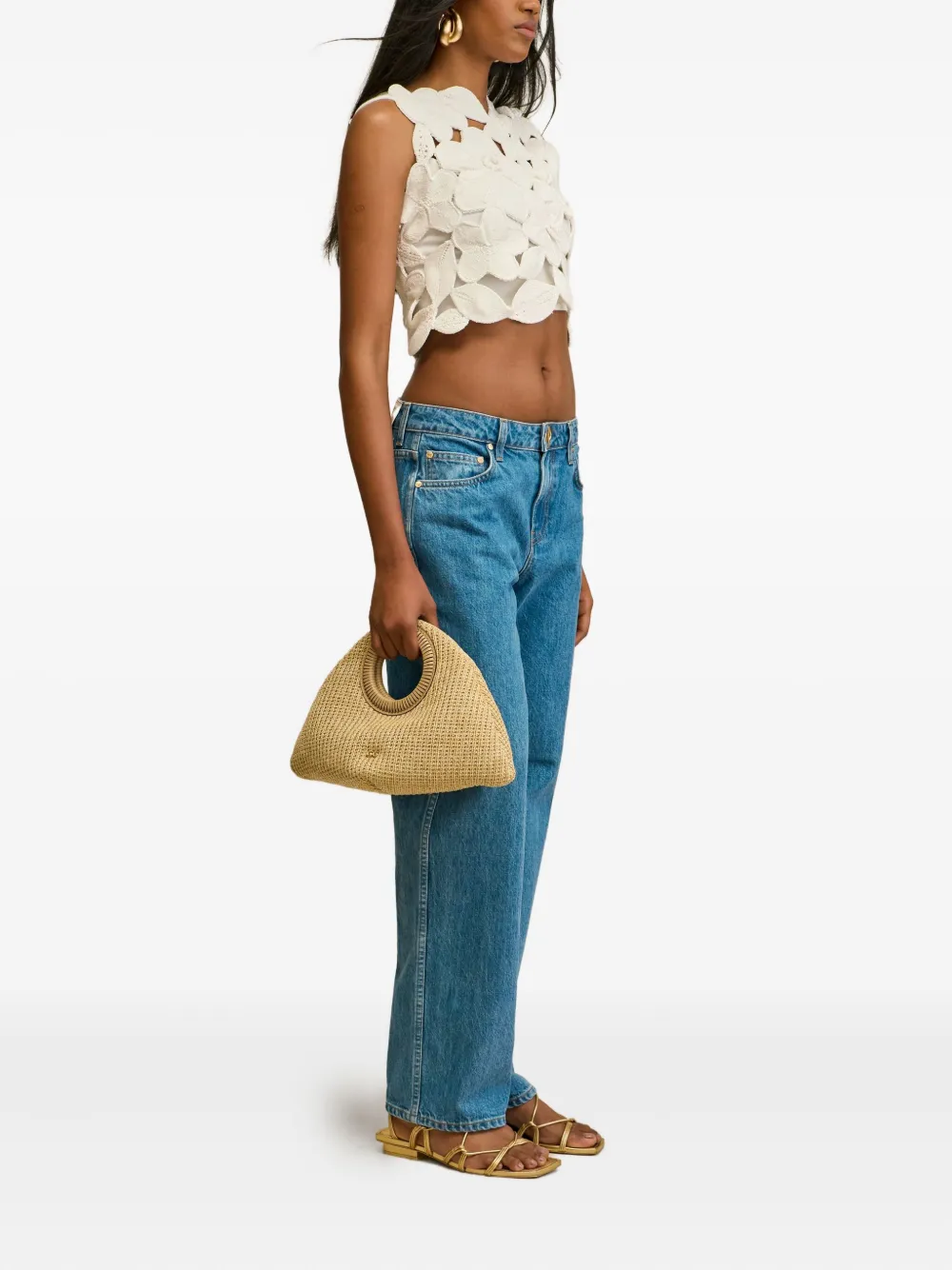 Cult Gaia Harrington flower-lace sleeveless top Wit