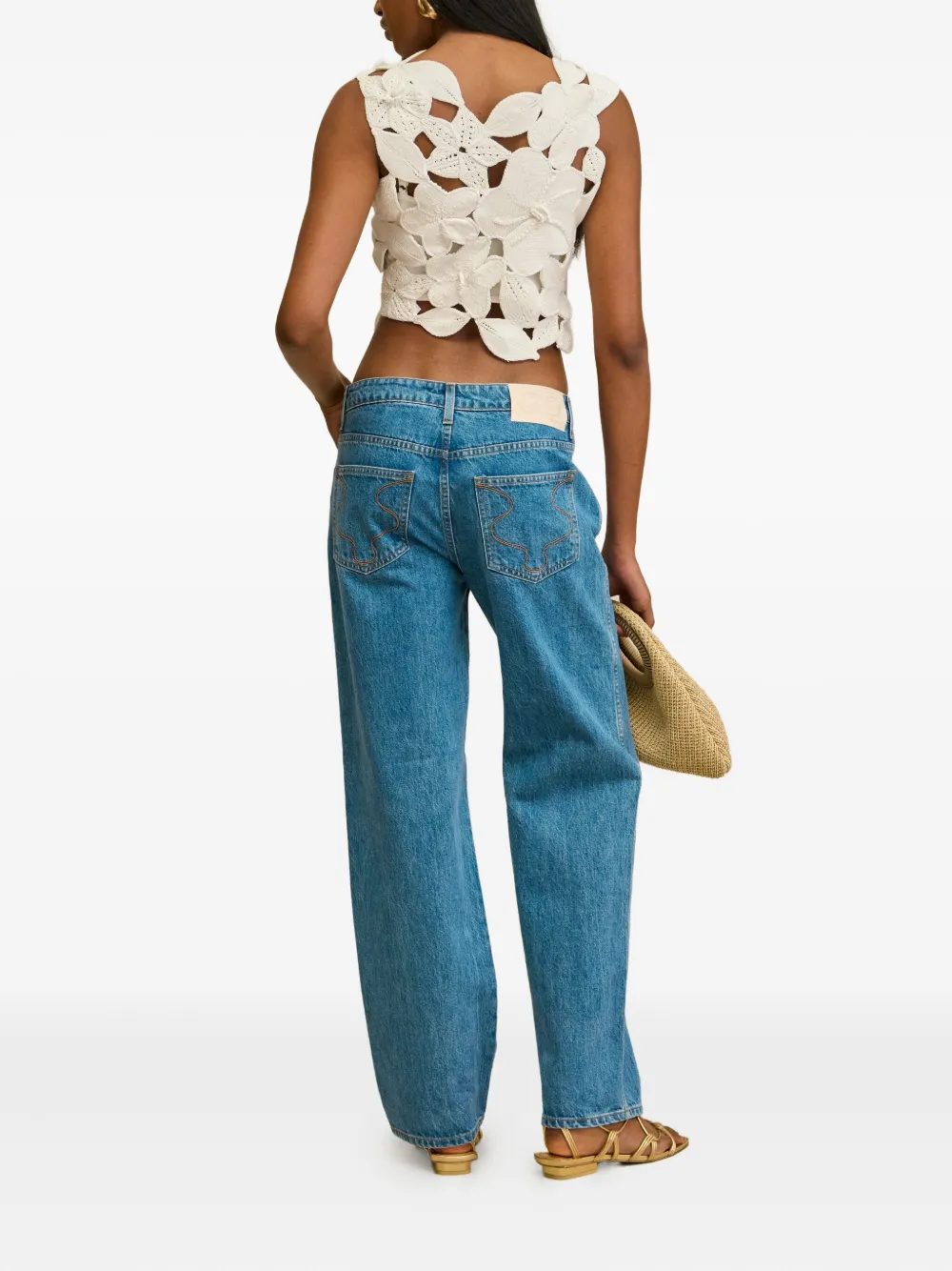 Cult Gaia Harrington flower-lace sleeveless top Wit