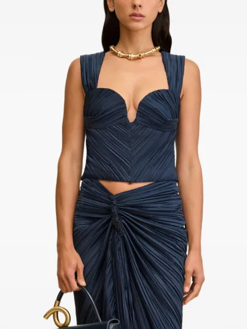 Cult Gaia pleated sweetheart-neck top