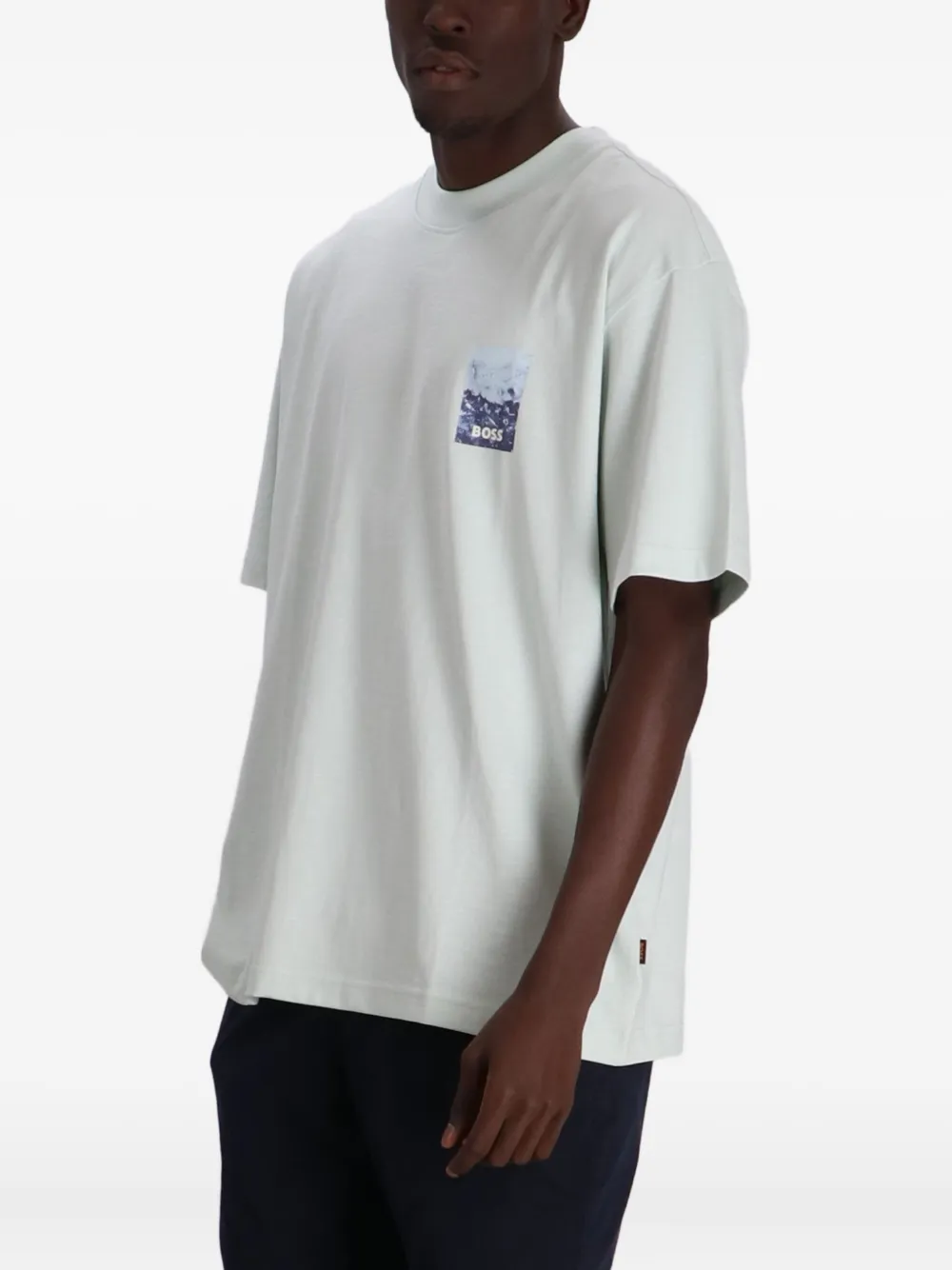 BOSS T-shirt met grafische print Groen
