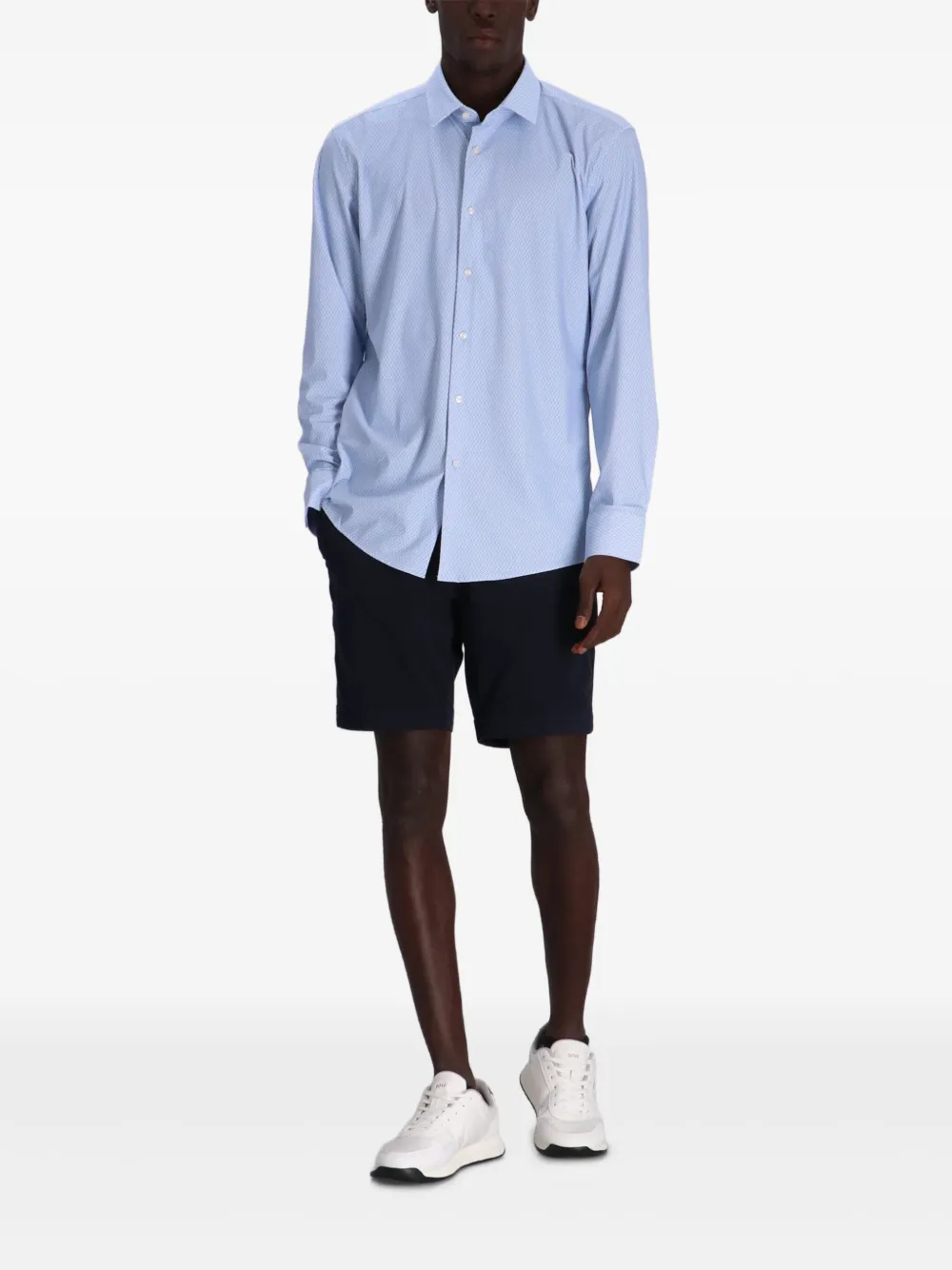 Hugo Boss Hank Geometric-patterned Long-sleeve Shirt