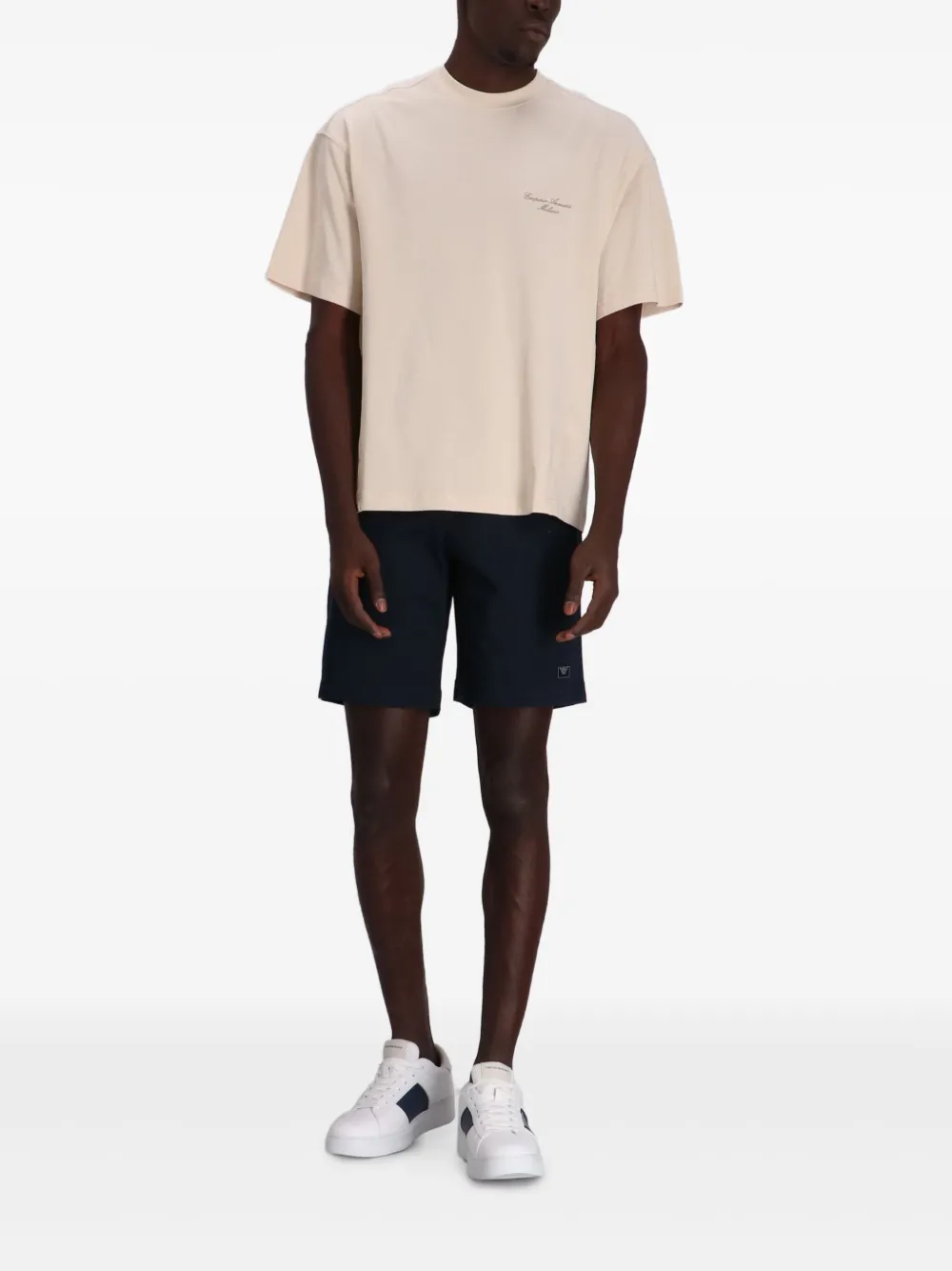 Emporio Armani Shorts met logopatch - Blauw