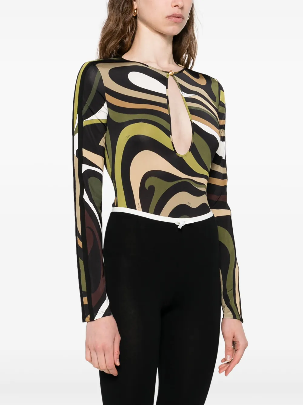 Pucci Swirl-print Keyhole Bodysuit In Pattern