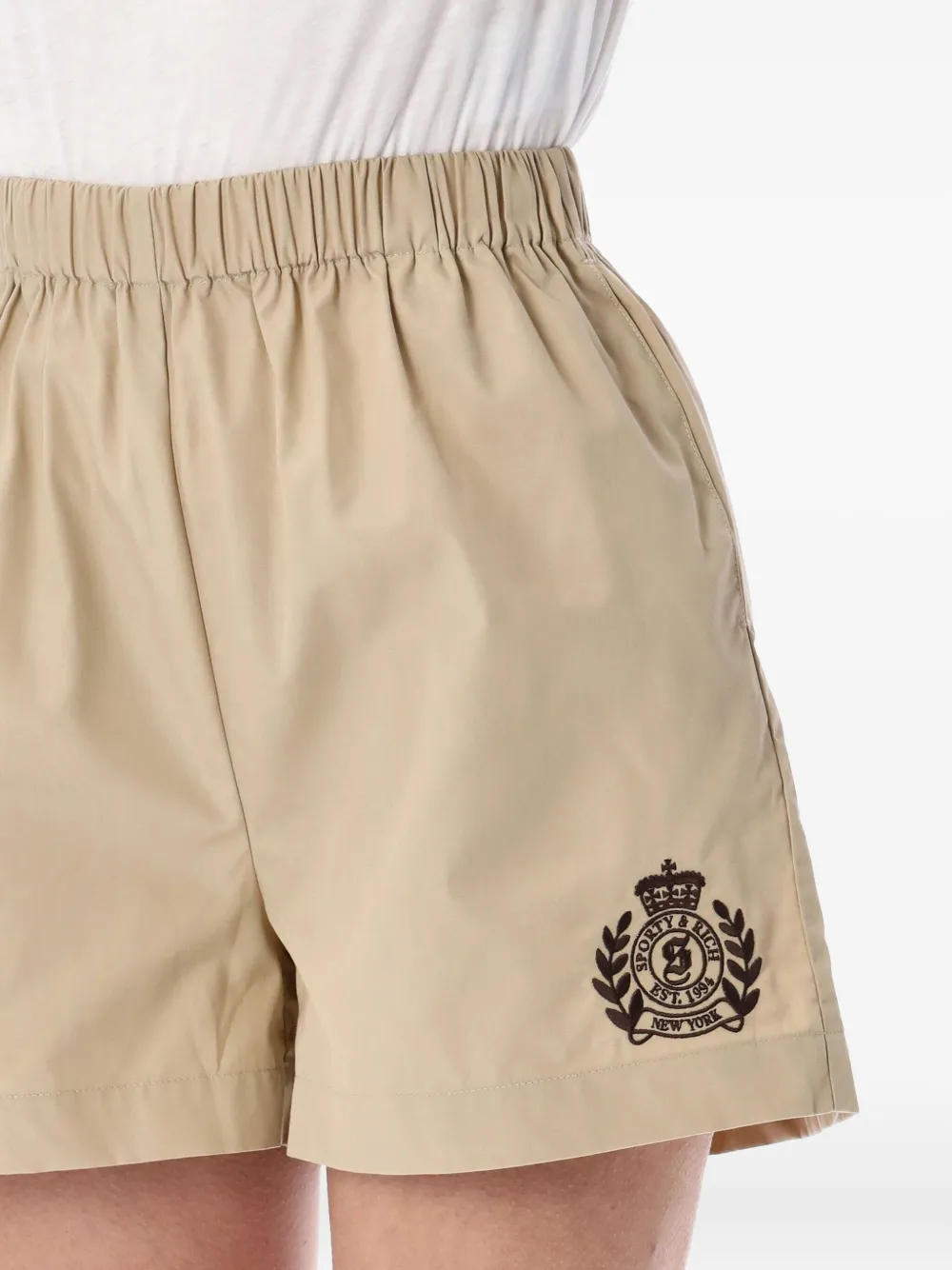 Sporty & Rich Shorts met geborduurd logo Beige