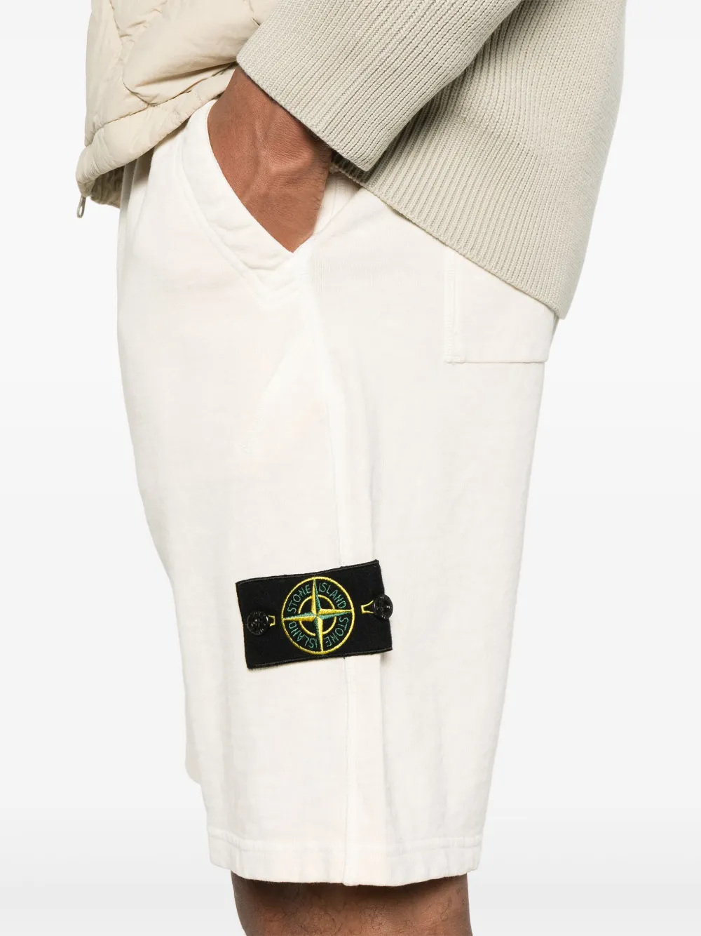 Stone Island Katoenen trainingsshorts Beige