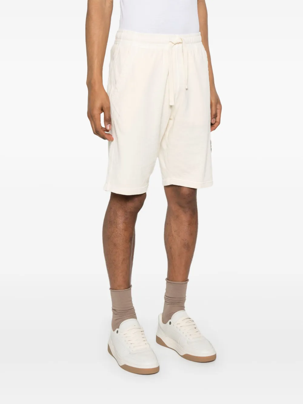 Stone Island Katoenen trainingsshorts Beige