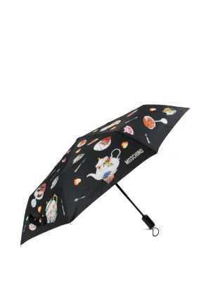【Moschino】 Logo Umbrella 折りたたみ傘 Green Folding umbrella with logo Moschino - Vitkac AS