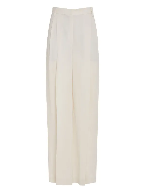 Brunello Cucinelli Linen Wide-leg Trousers in White