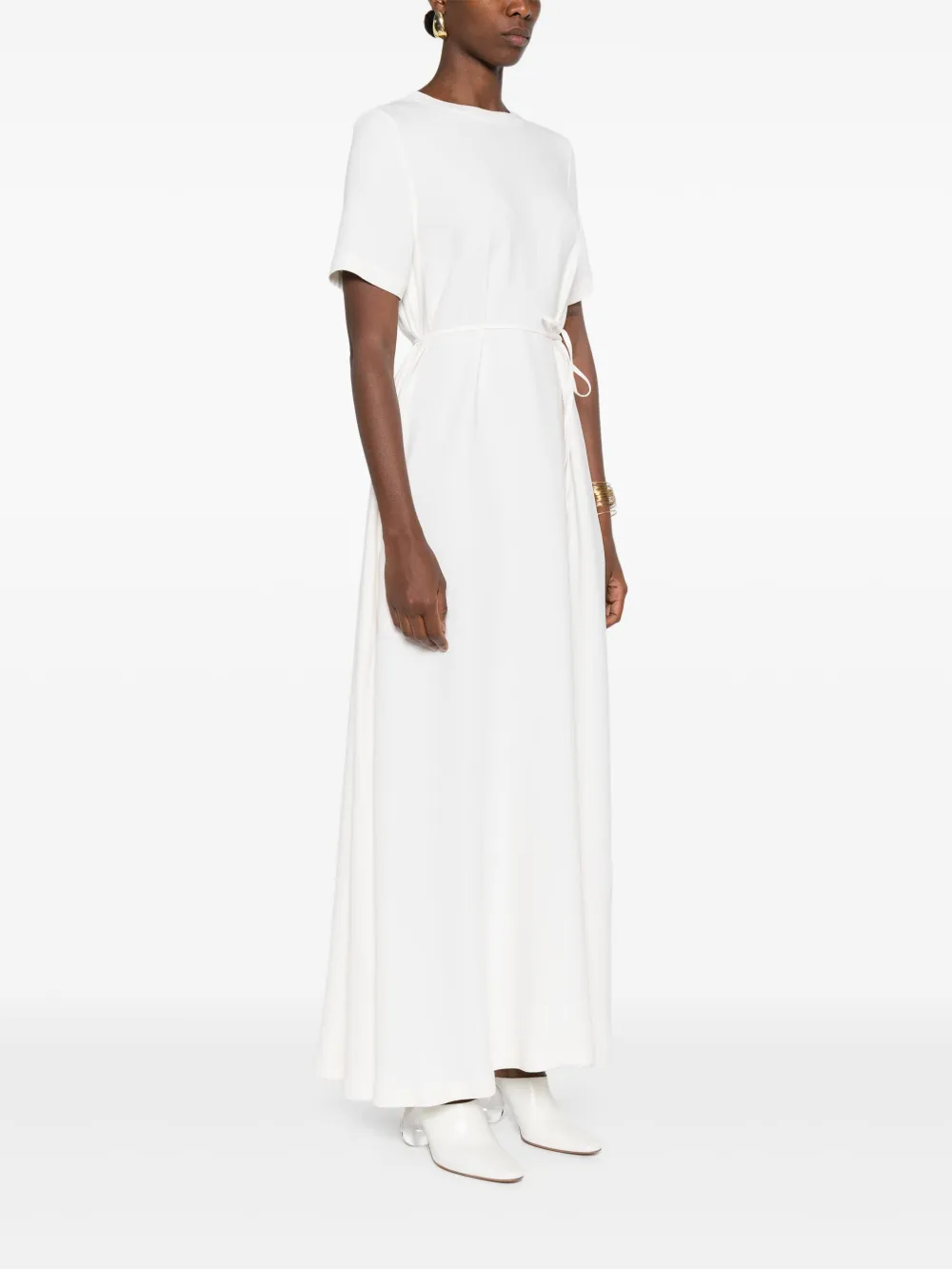 Brioni Zijden jurk met korte mouwen Beige