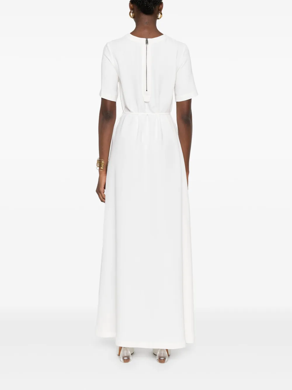Brioni Zijden jurk met korte mouwen Beige