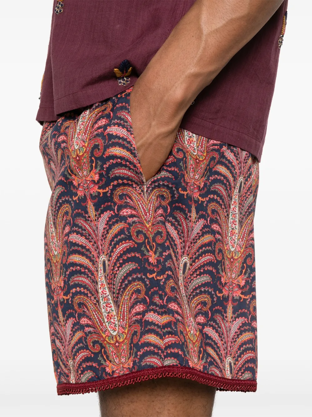 Valentino Garavani Shorts met Voyage Imaginaire-print Blauw