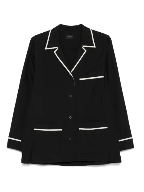 Brioni piped-trim pocket shirt