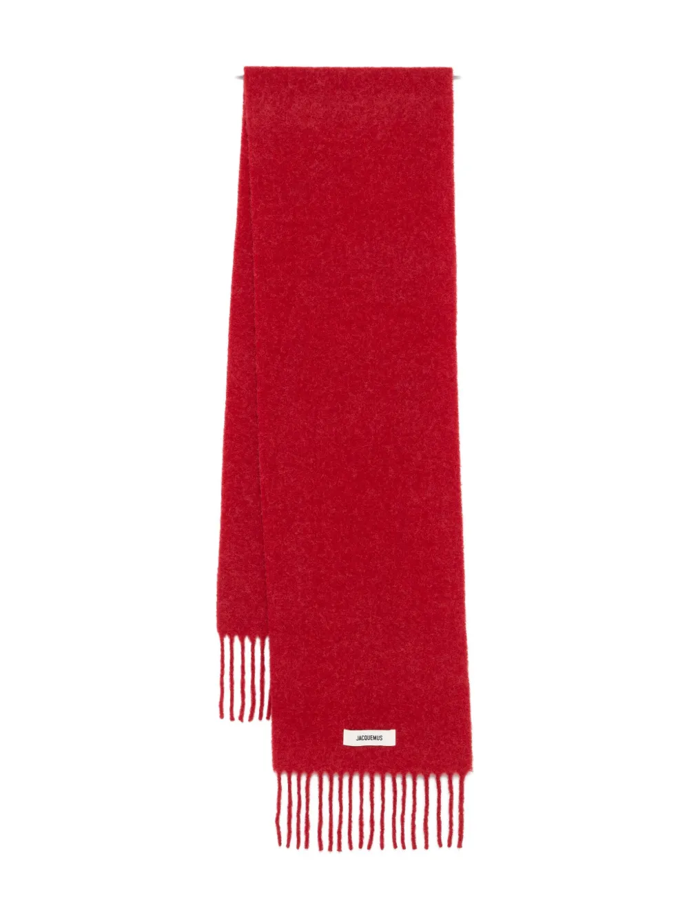 Jacquemus Womens Dark Red Carro Fringed Wool-blend Scarf In Red
