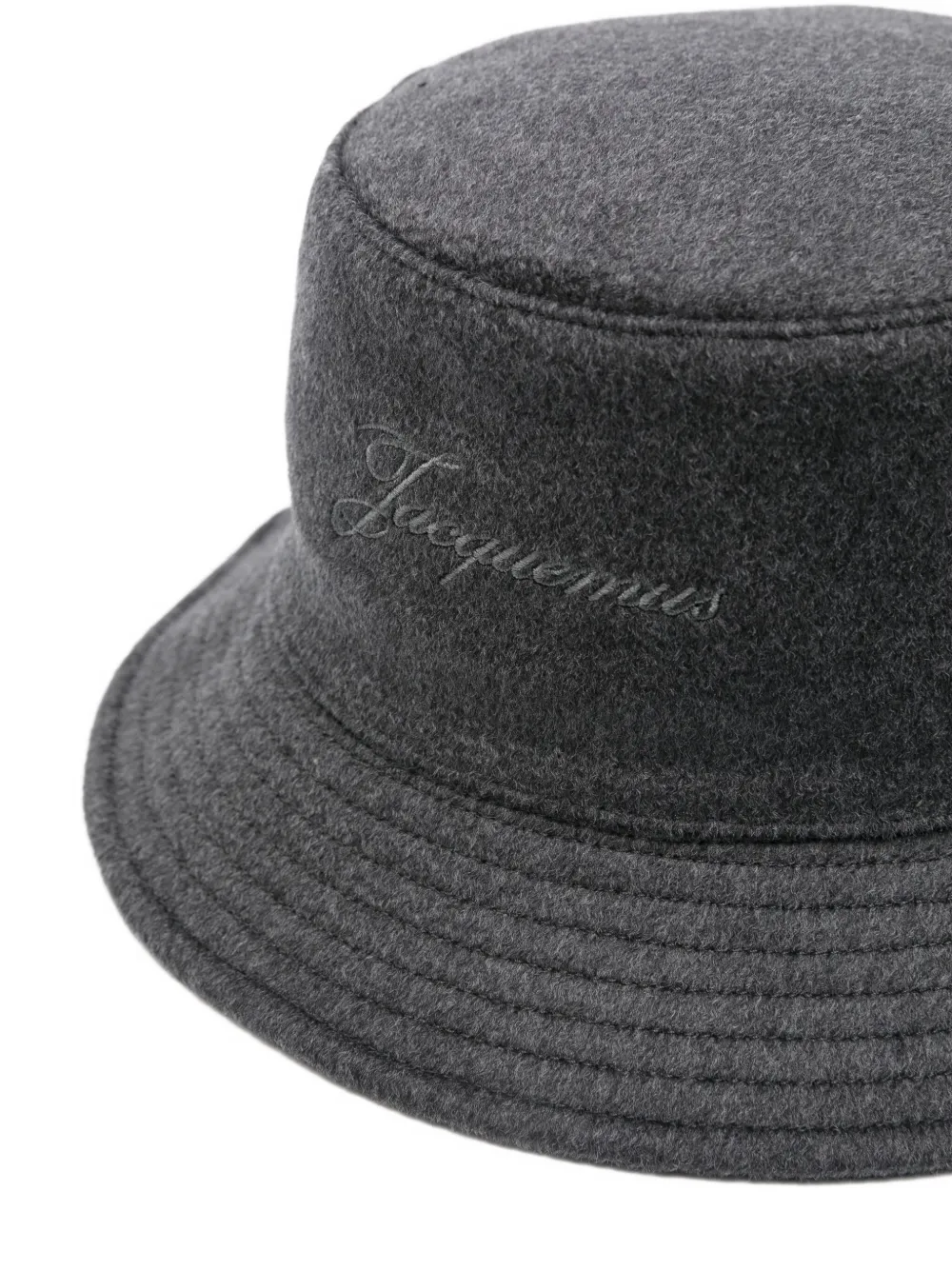 Jacquemus Cashmere Bucket Hat Wide Brim In Gray