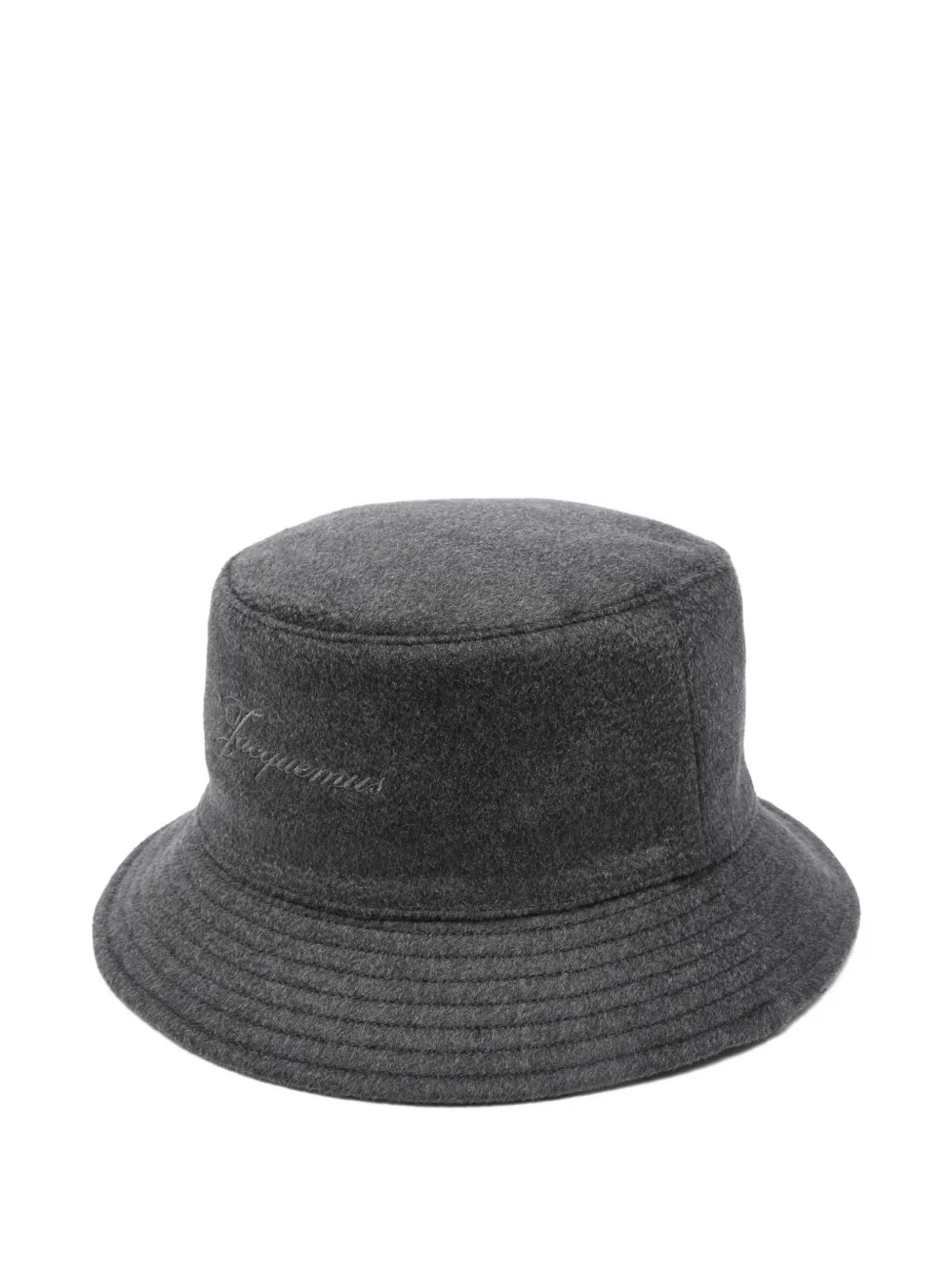 Jacquemus Logo-embroidered Bucket Hat In Gray