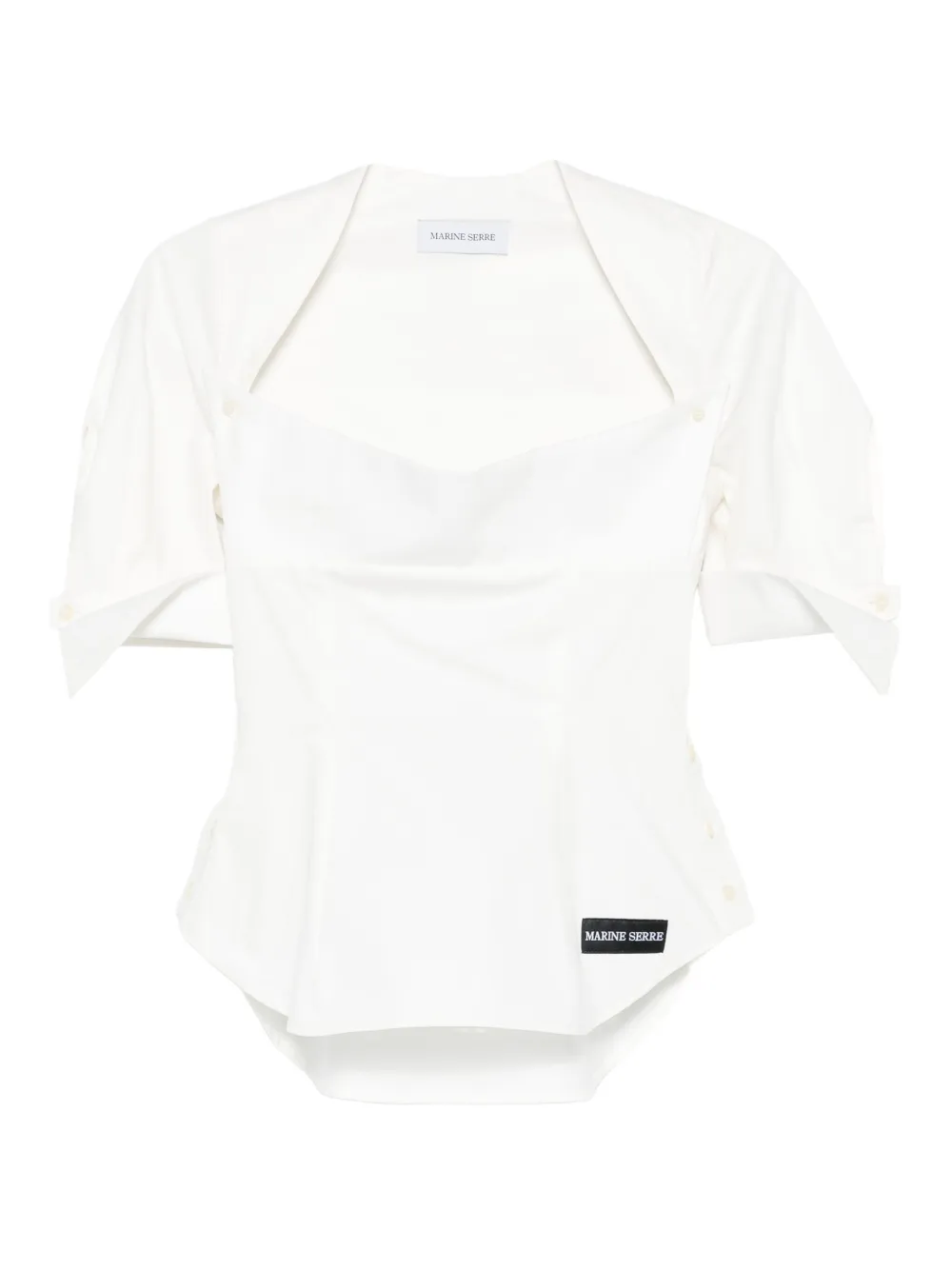 Marine Serre square-neck button-detail blouse | White | Image 1