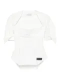 Marine Serre square-neck button-detail blouse - White