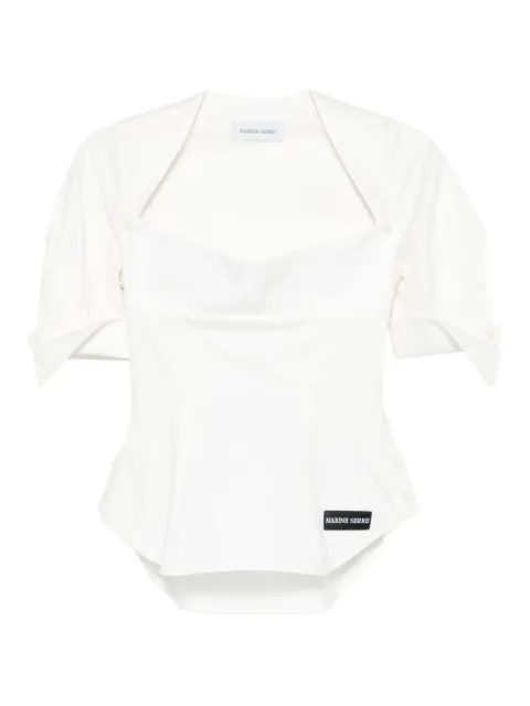 Marine Serre square-neck button-detail blouse