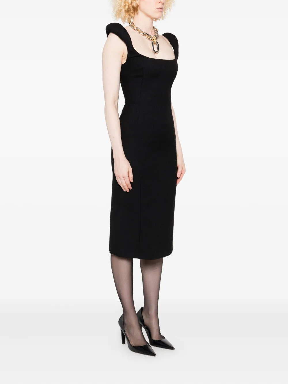 Marine Serre virgin wool sleeveless dress Zwart