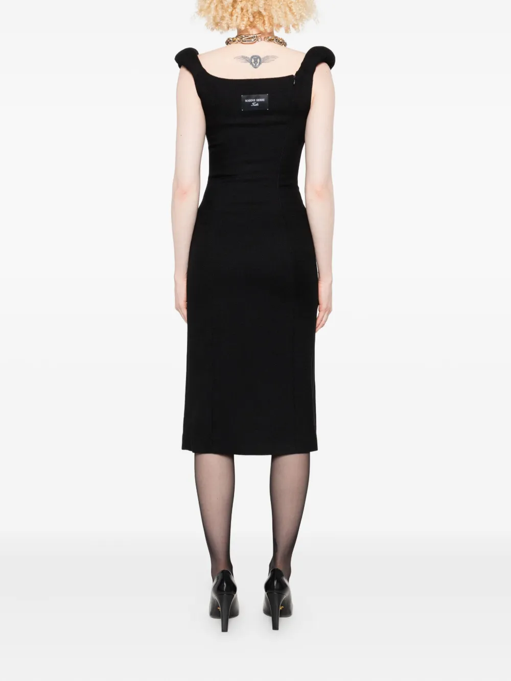Marine Serre virgin wool sleeveless dress Zwart