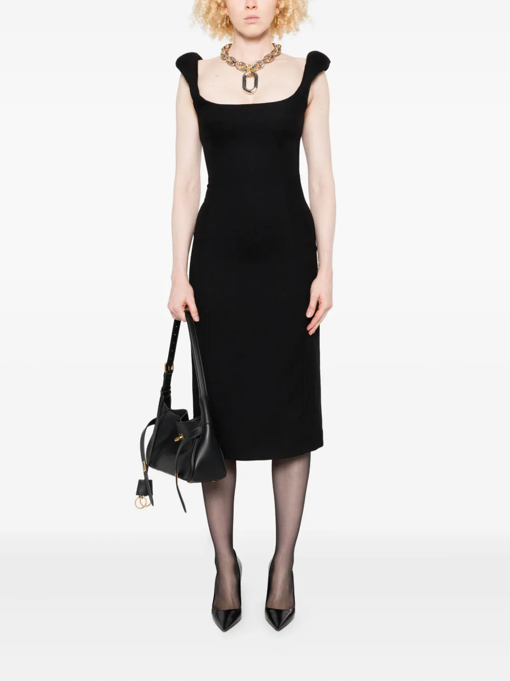 Marine Serre virgin wool sleeveless dress Zwart