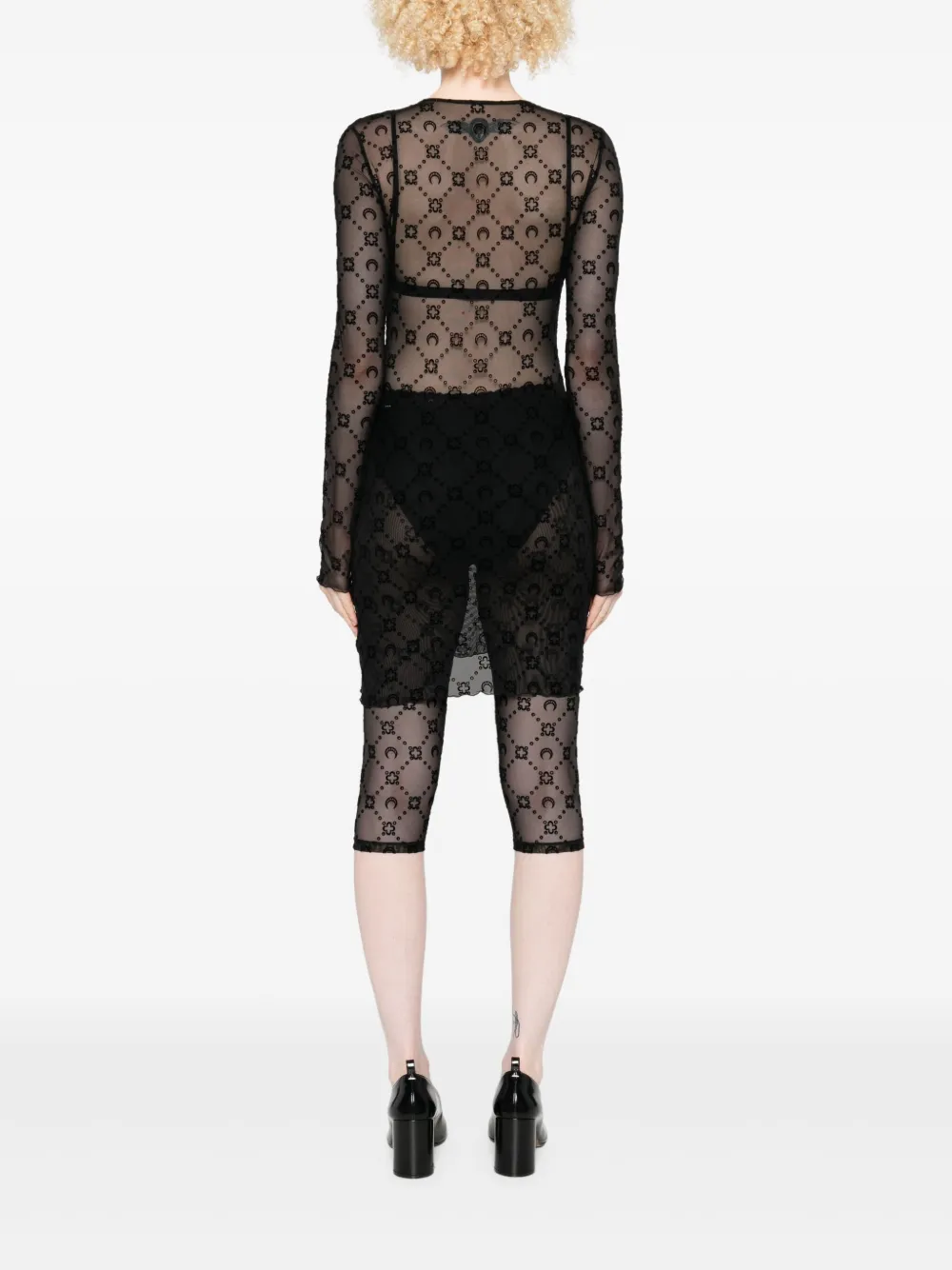 Marine Serre Mesh jurk verfraaid met maan Zwart