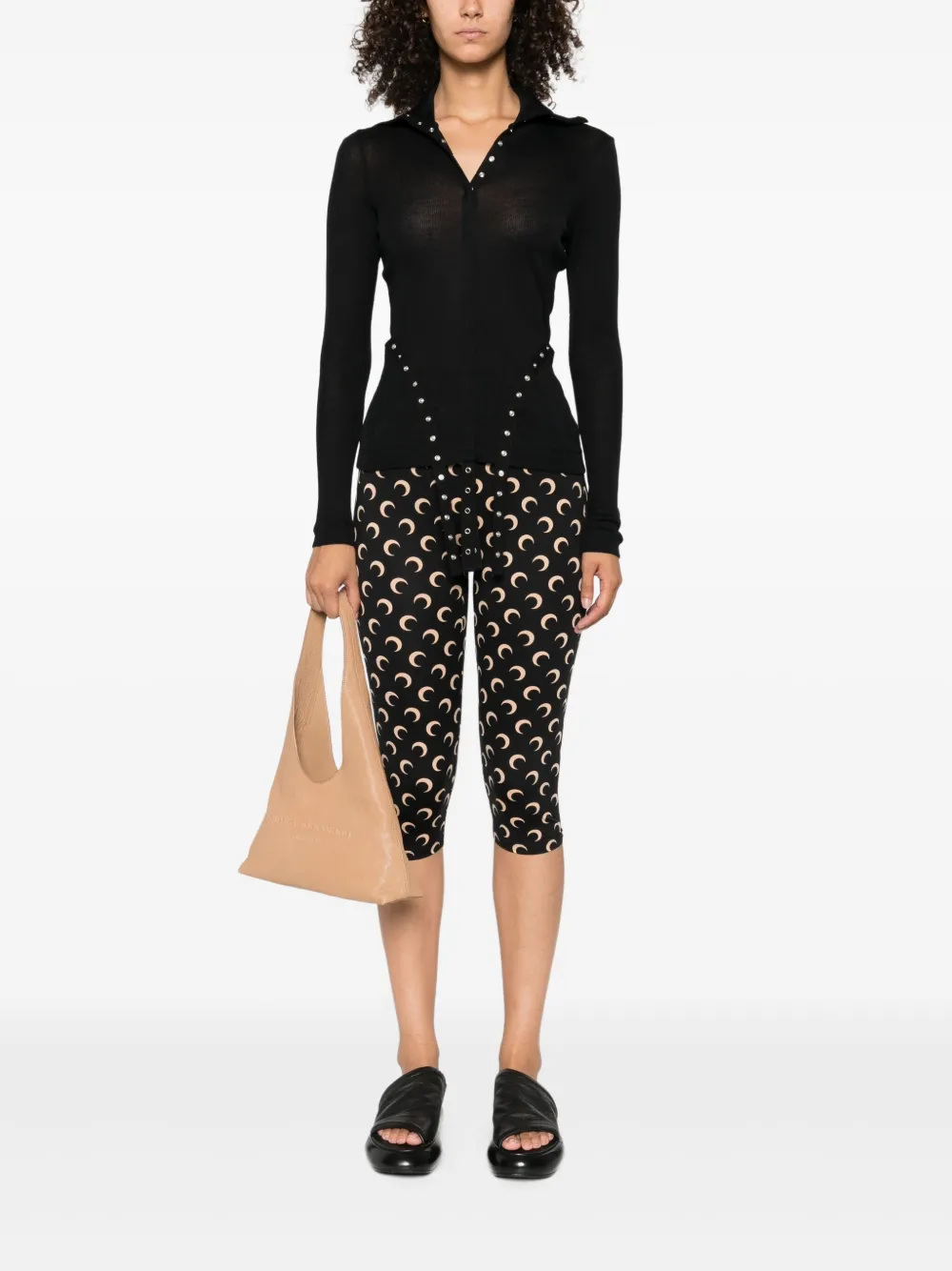 Marine Serre crescent moon-print trousers Zwart