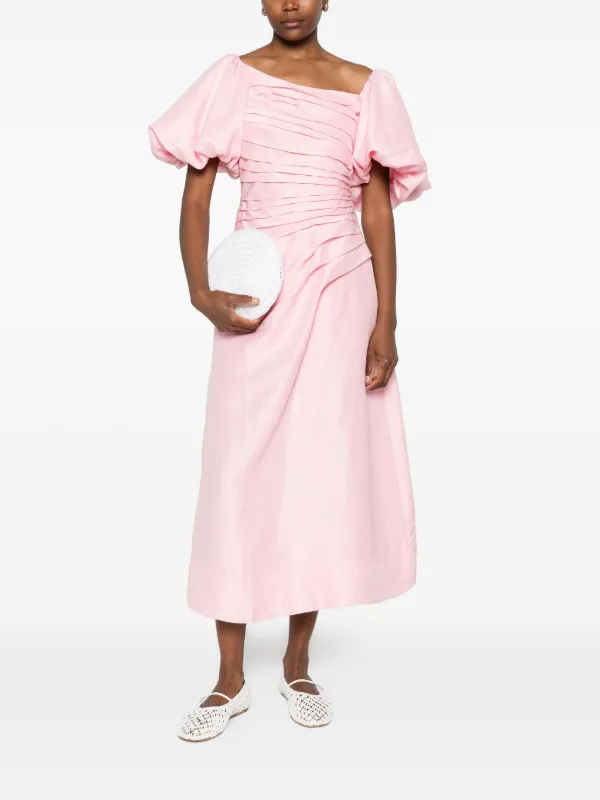 Aje Cadence Ruched Midi Dress | Pink | FARFETCH