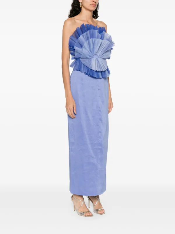 【Aje】Kira Midi Dress/ストラップレスドレス/バックスリット Aje Kira Midi Dress | Blue | FARFETCH