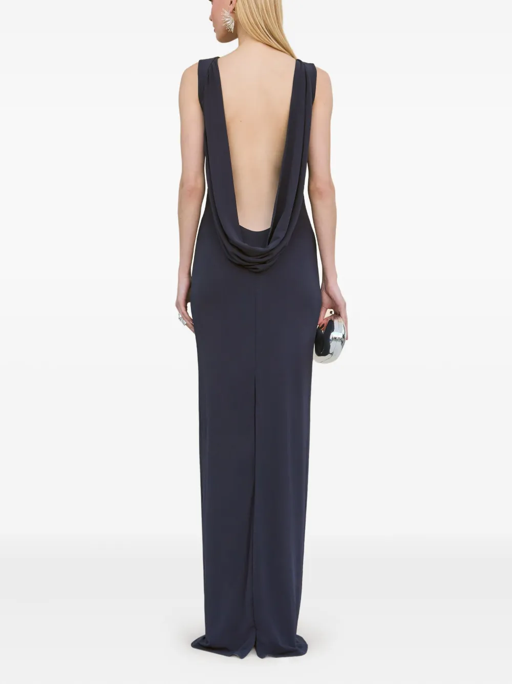 Cult Gaia cowl-back sleeveless gown Blauw