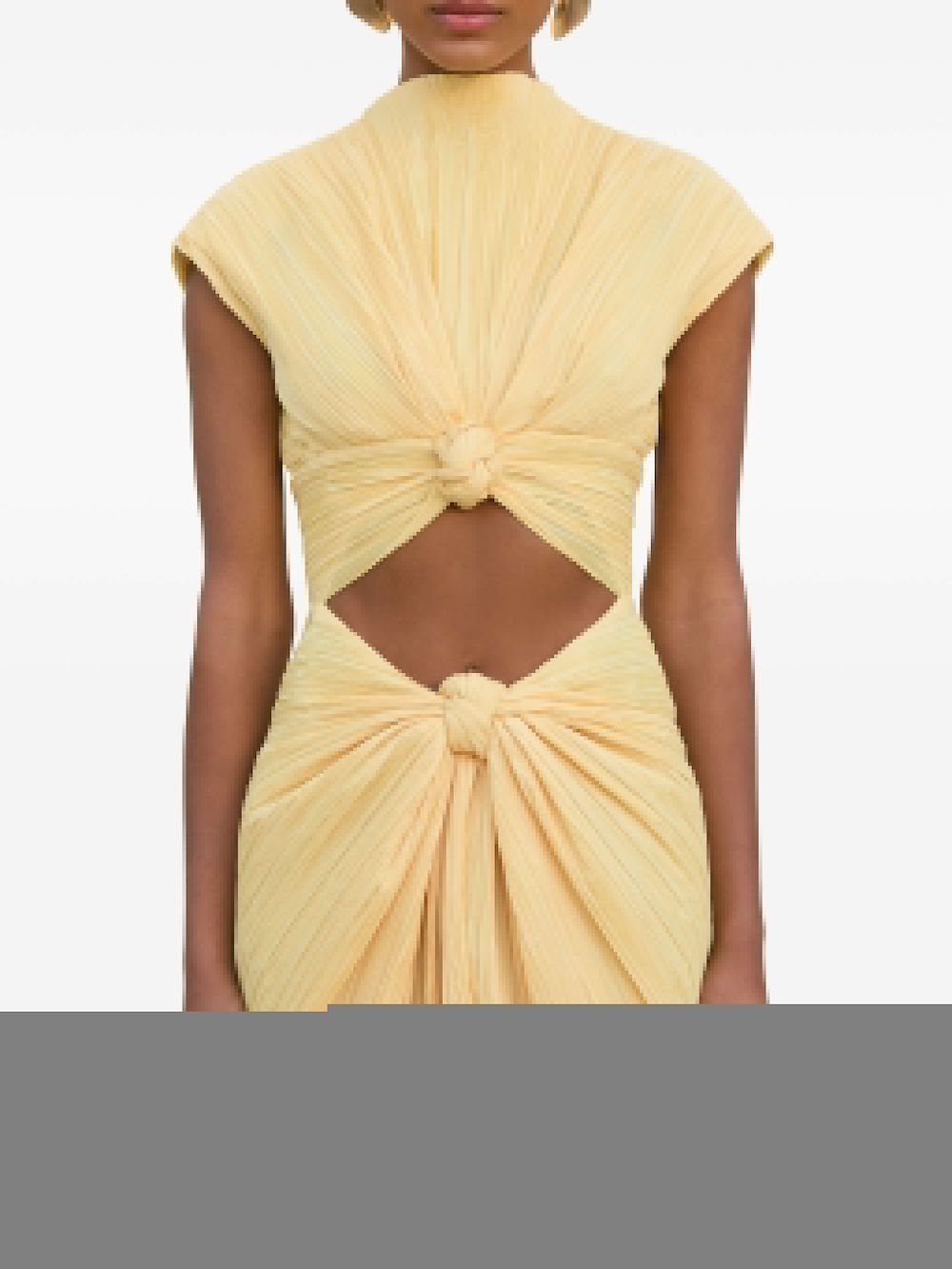 Cult Gaia Geplooide midi-jurk met geknoopt detail Geel