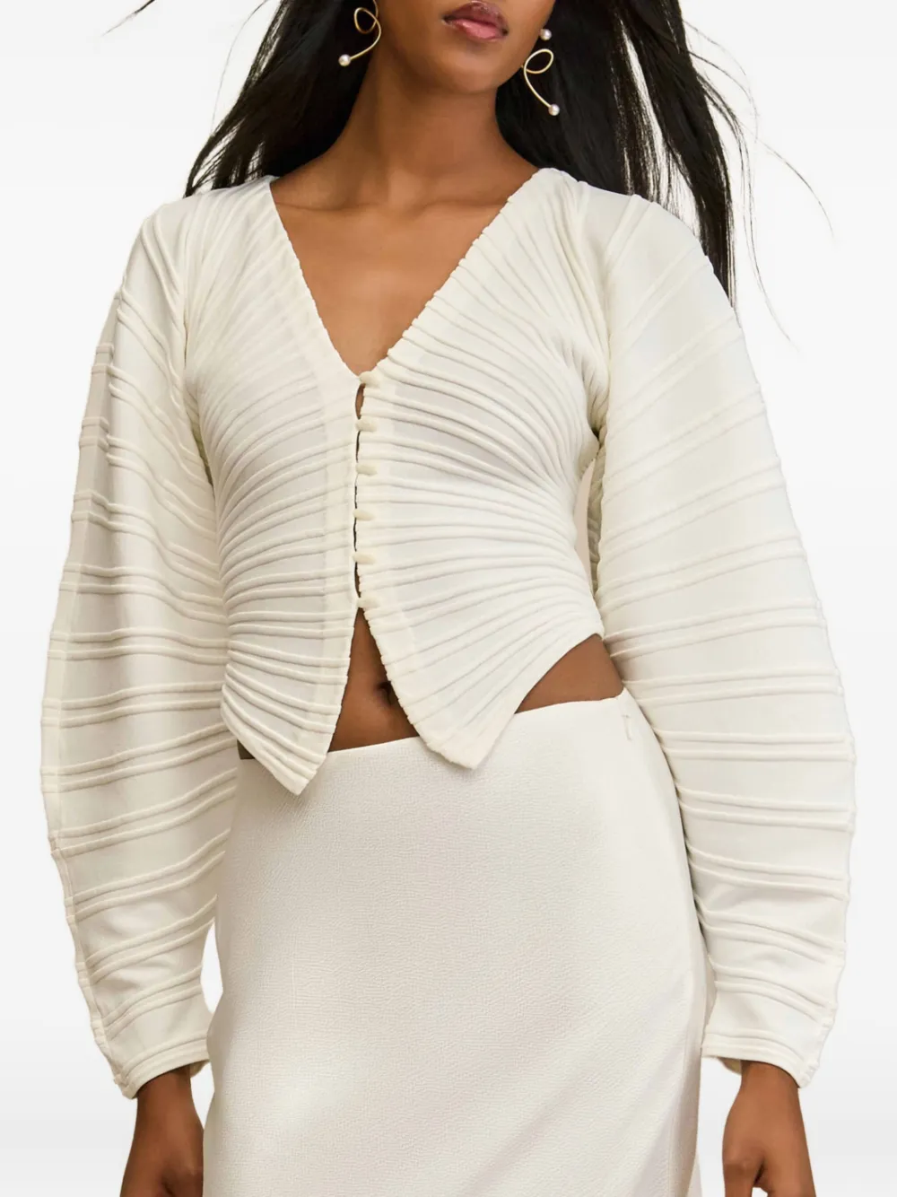 Cult Gaia Blair Pleated Button Cardigan