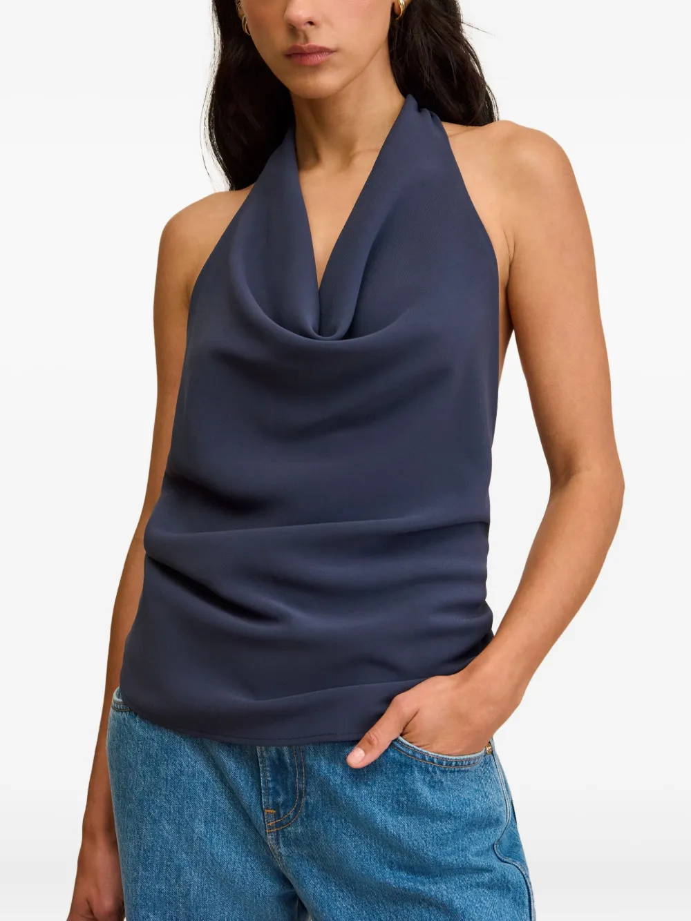 Cult Gaia Augusta cowl-neck top Blauw