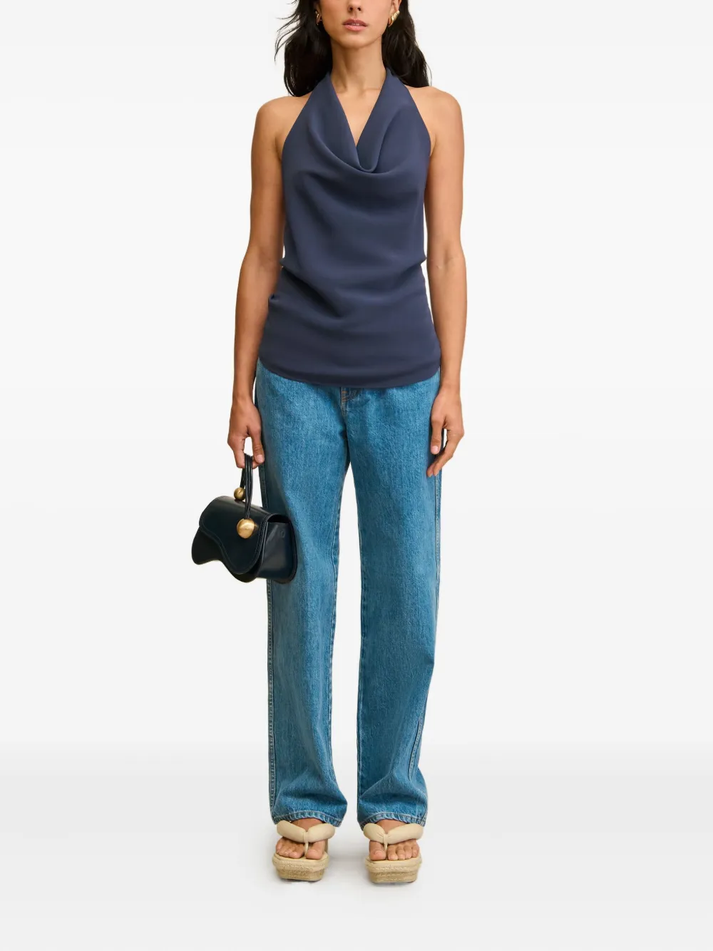 Cult Gaia Augusta cowl-neck top Blauw