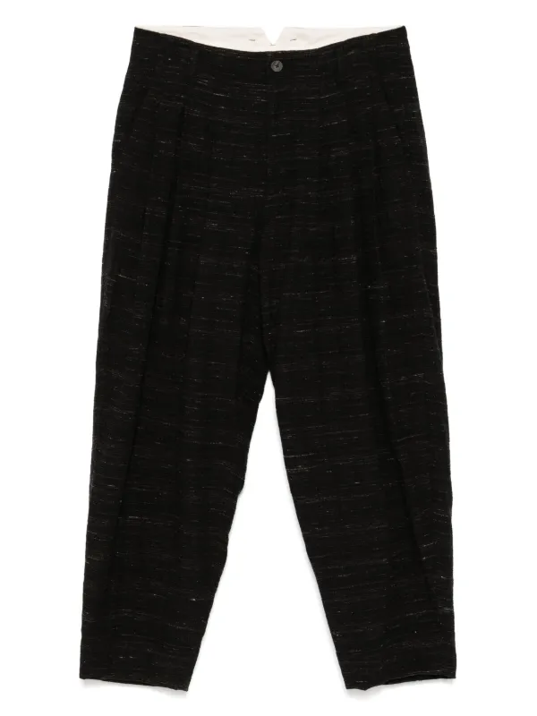CALMLENCE Triple Pleated Tapered Trousers Black FARFETCH
