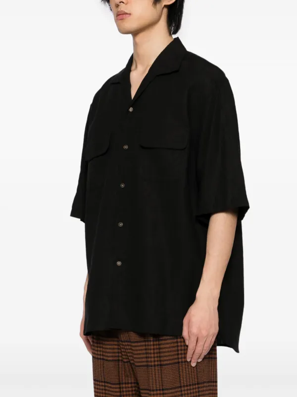 トップス calmlence CLASSIC OPEN COLLAR SHIRT CALMLENCE Classic open-collar Shirt | Black | FARFETCH