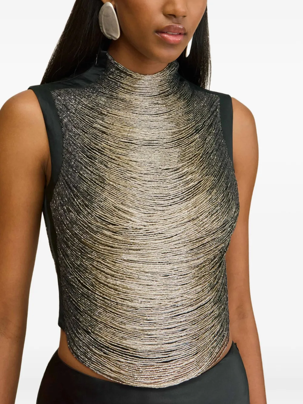 Cult Gaia Taraji bead-embellished tank top Zwart