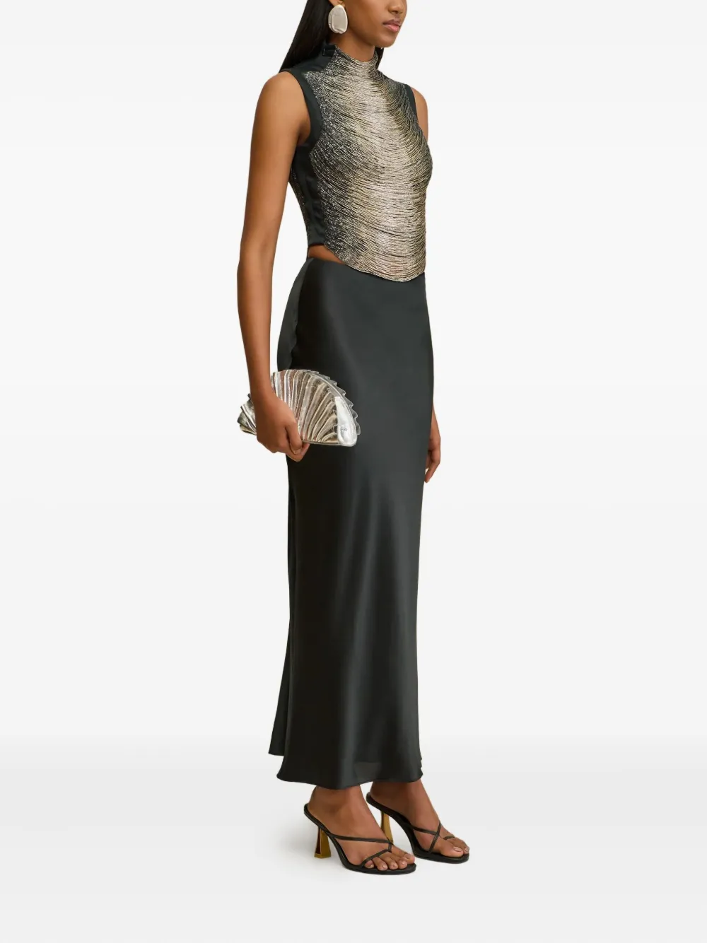 Cult Gaia Taraji bead-embellished tank top Zwart