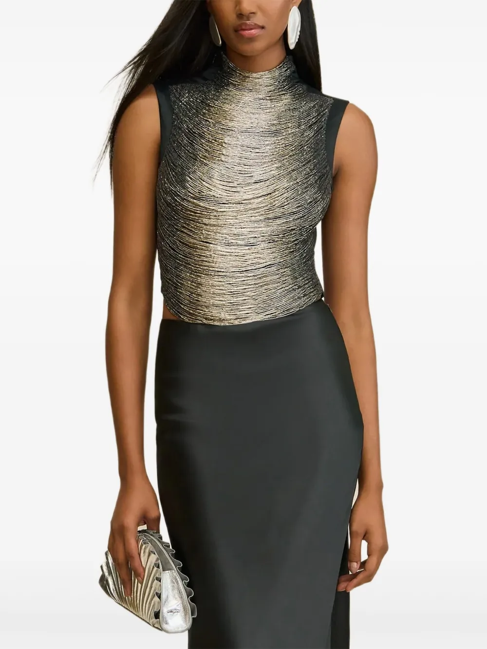 Cult Gaia Taraji bead-embellished tank top Zwart