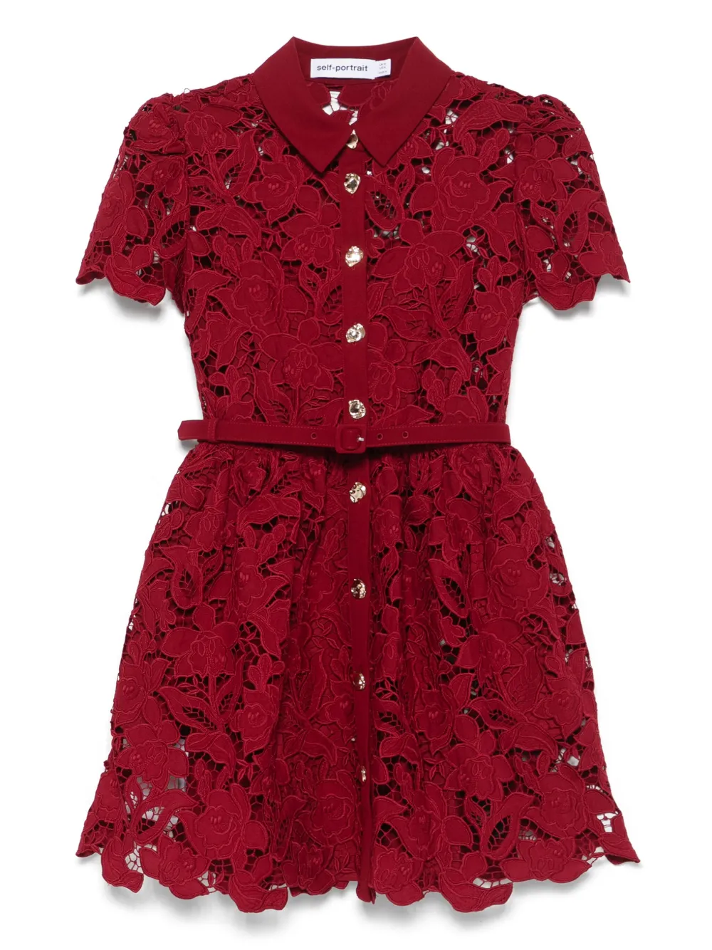 Self-Portrait floral-lace mini dress | Red | Image 1