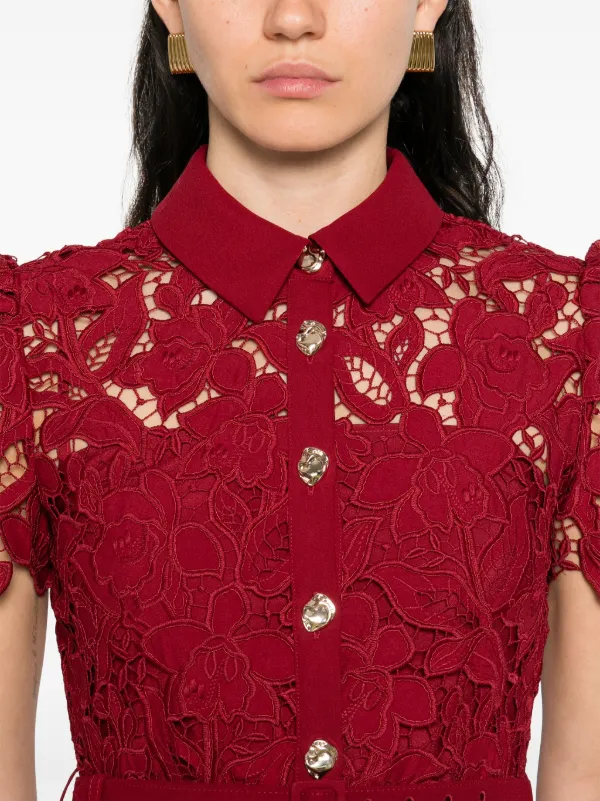 Self-Portrait floral-lace Mini Dress | Red | FARFETCH