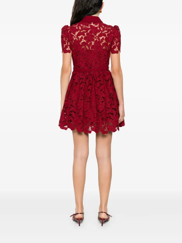 Self-Portrait floral-lace Mini Dress | Red | FARFETCH