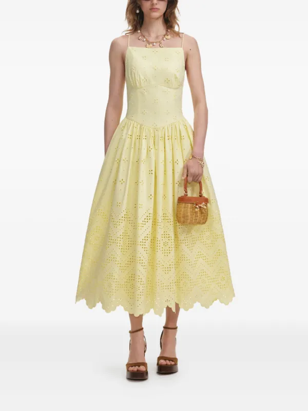 knee length dresses for ladies Yellow Satin Lace Midi Dress main image 0